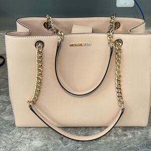 Michael Kors Light Pink (Blush) Tote with Gold Chain